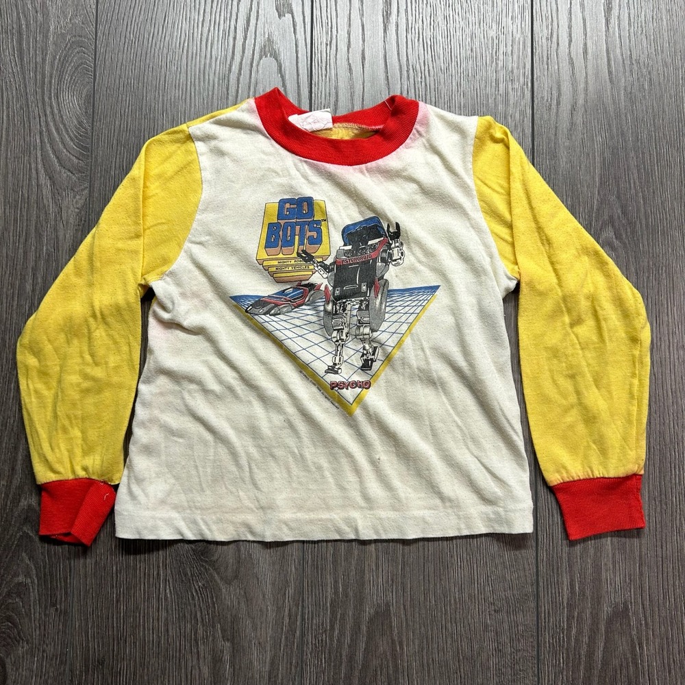 Vintage 1985 GoBots Psycho Shirt Kids 6X Long Sleeve Graphic Tee Tonka 80s